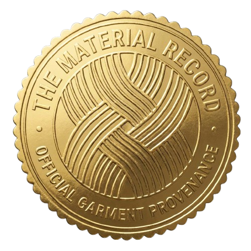 The Material Record official garment provenance stamp